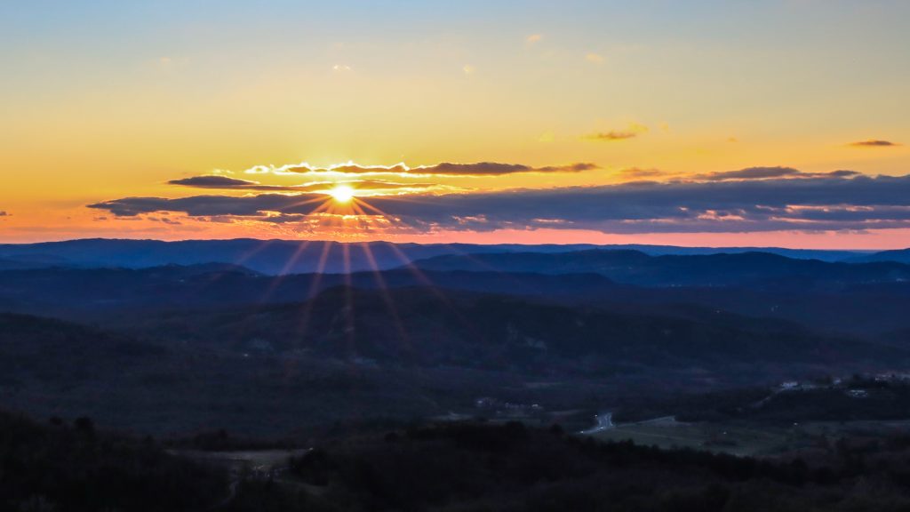 Sonnenuntergang Kompanj Klettern Mountain Lodge Istria